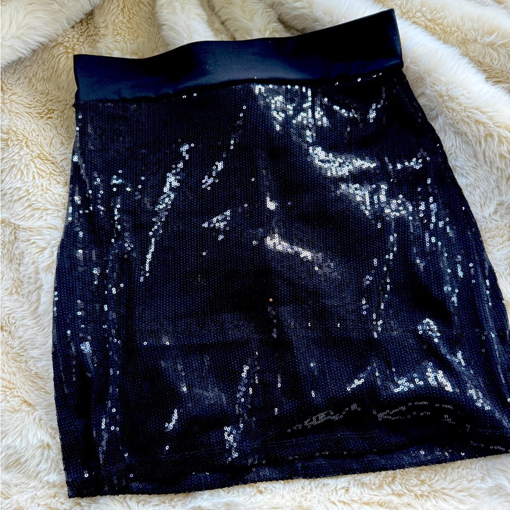 Black sparkle mini skirt